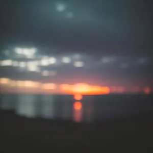 Orange Horizon over Ocean: Dusky Summer Sunset