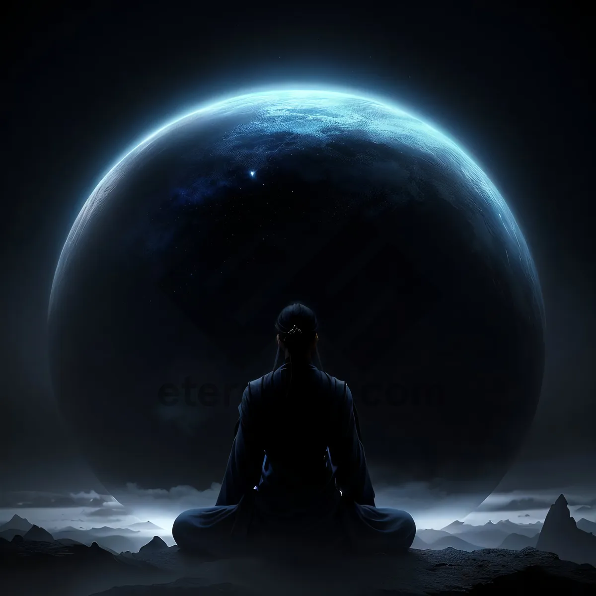 Picture of Fantasy Moonlight Globe in Outer Universe Sky