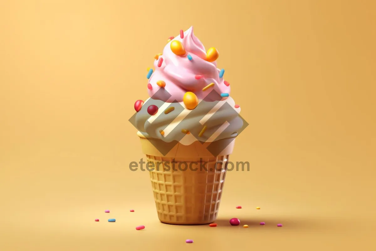 Picture of Colorful birthday cupcakes with pink icing and sprinkles