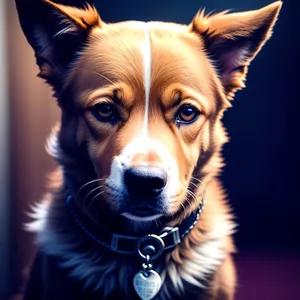 Adorable brown purebred dog portrait on leash