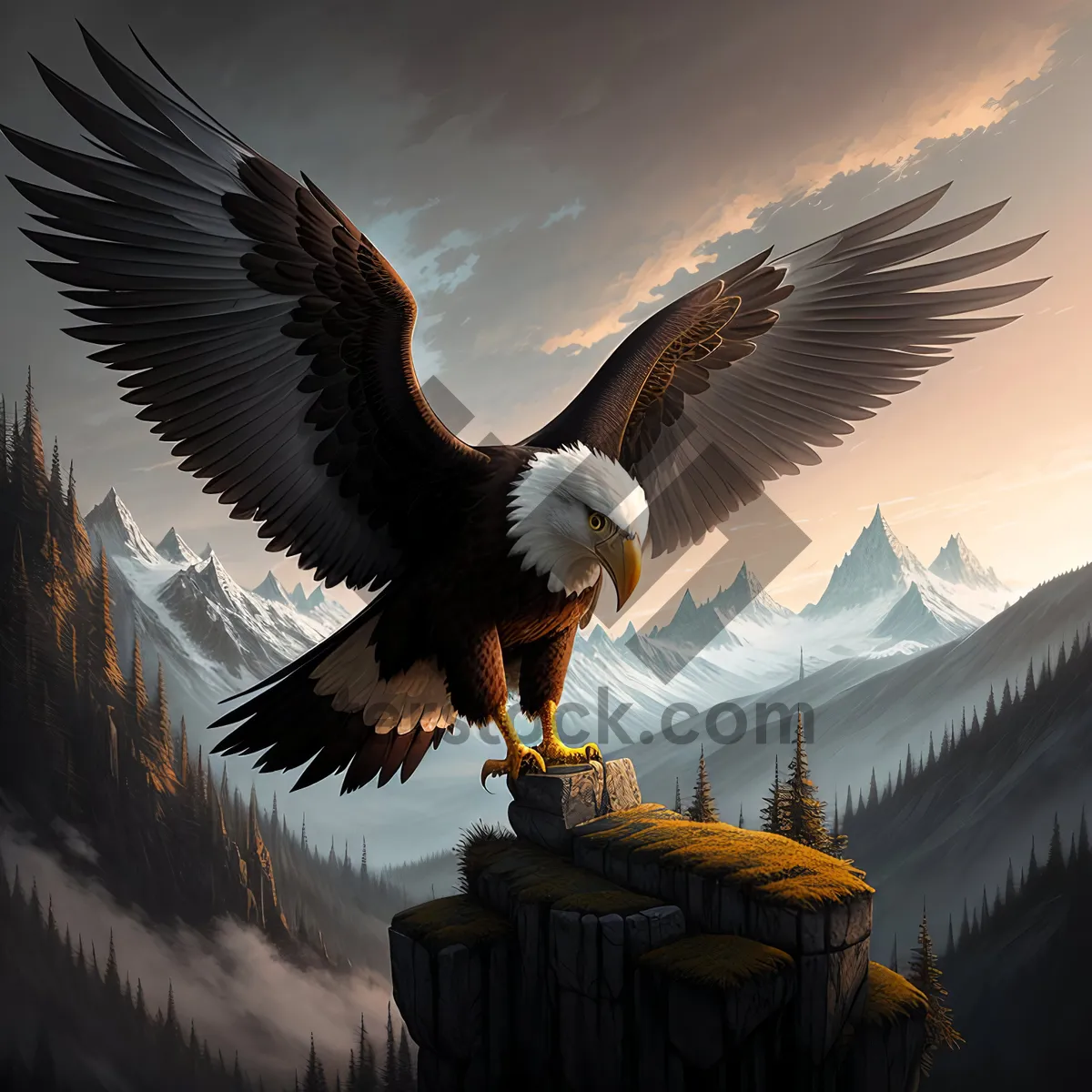 Picture of Majestic Bald Eagle Soaring through the Sky