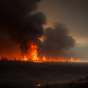 Fiery Sunset over Mountain Range