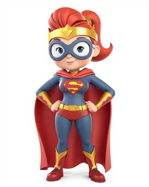 Boy with cape playing with toy