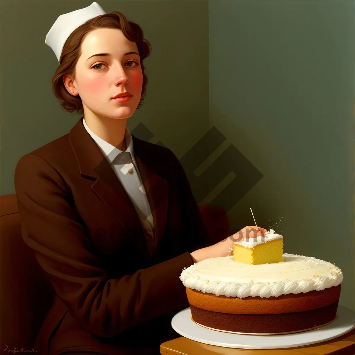 Picture of Happy waiter serving a meal at home table