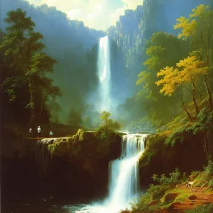 Serene River Cascade Amidst Enchanting Forest