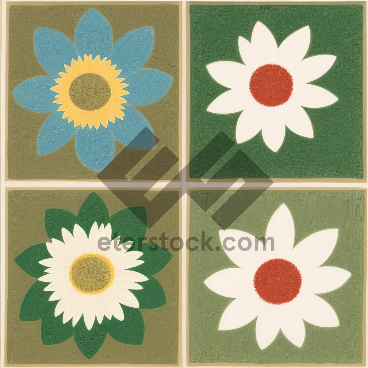 Picture of Vintage Floral Pattern Tile: Retro Spring Decoration