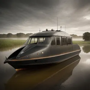 Speedy Hydrofoil Hovercraft at Harbor