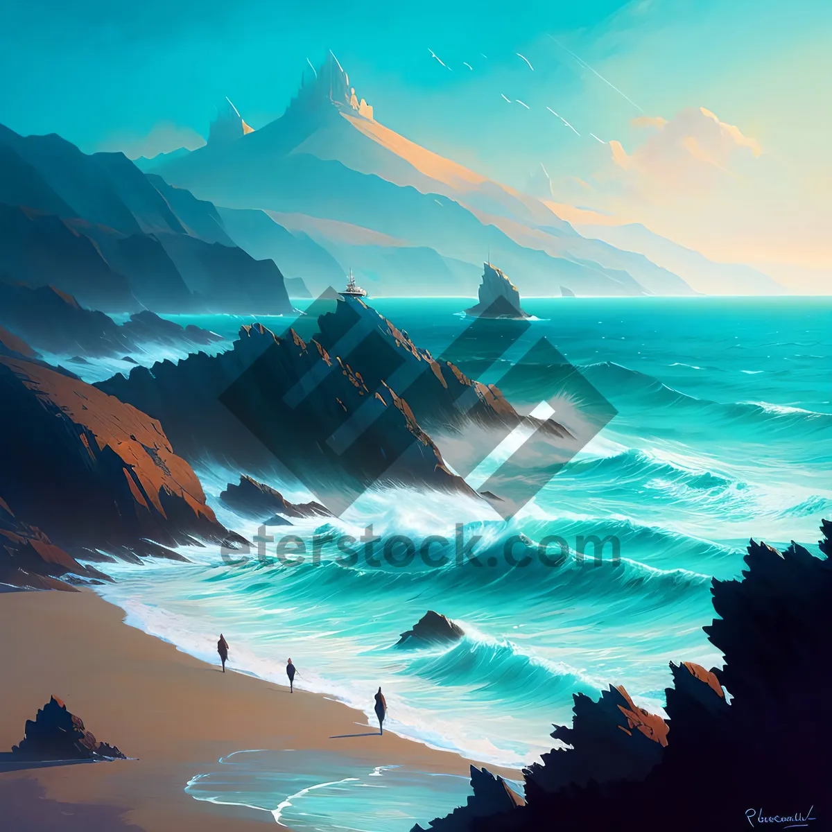 Picture of Serenity at the Seashore: Turquoise Waters and Golden Sands