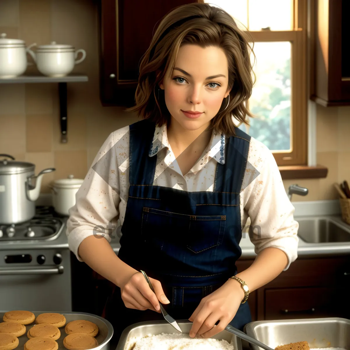 Picture of Happy person cooking a delicious meal in kitchen.