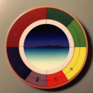 Symbolic 3D Icon with Circle Grid Design & Protractor
