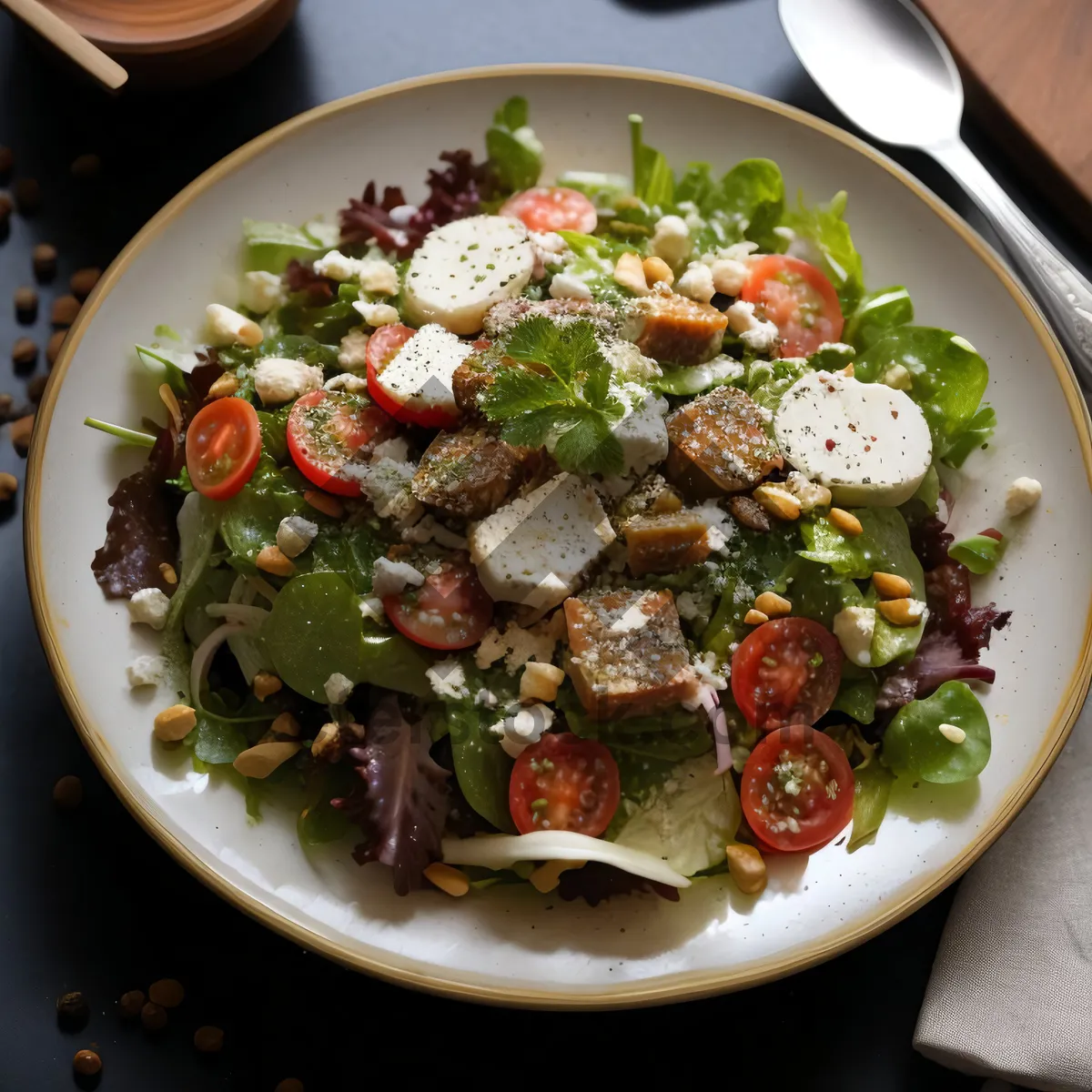 Picture of Gourmet Salad Plate with Fresh Vegetables and Cheese