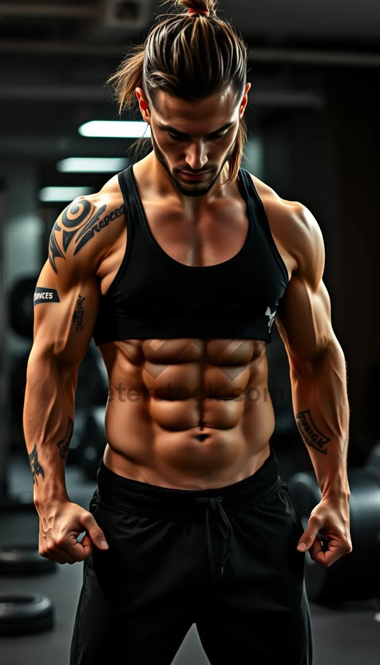 Picture of Attractive black male model in sensual pose.