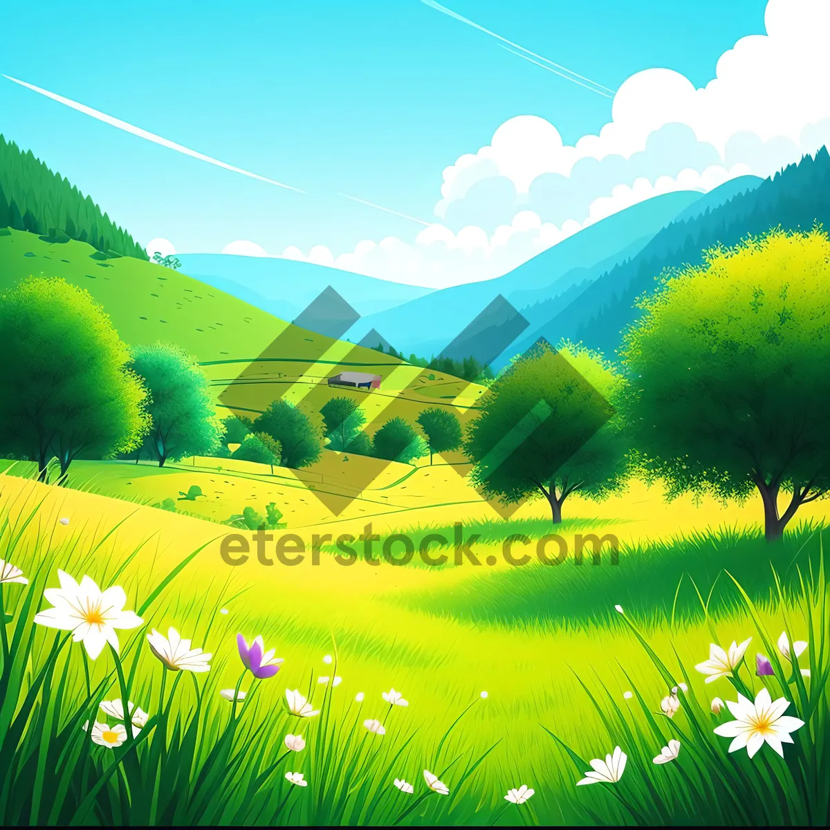 Picture of Vibrant Spring Meadow with Rolling Hills