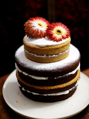 Delicious Breakfast Cake with Fresh Fruit and Cream