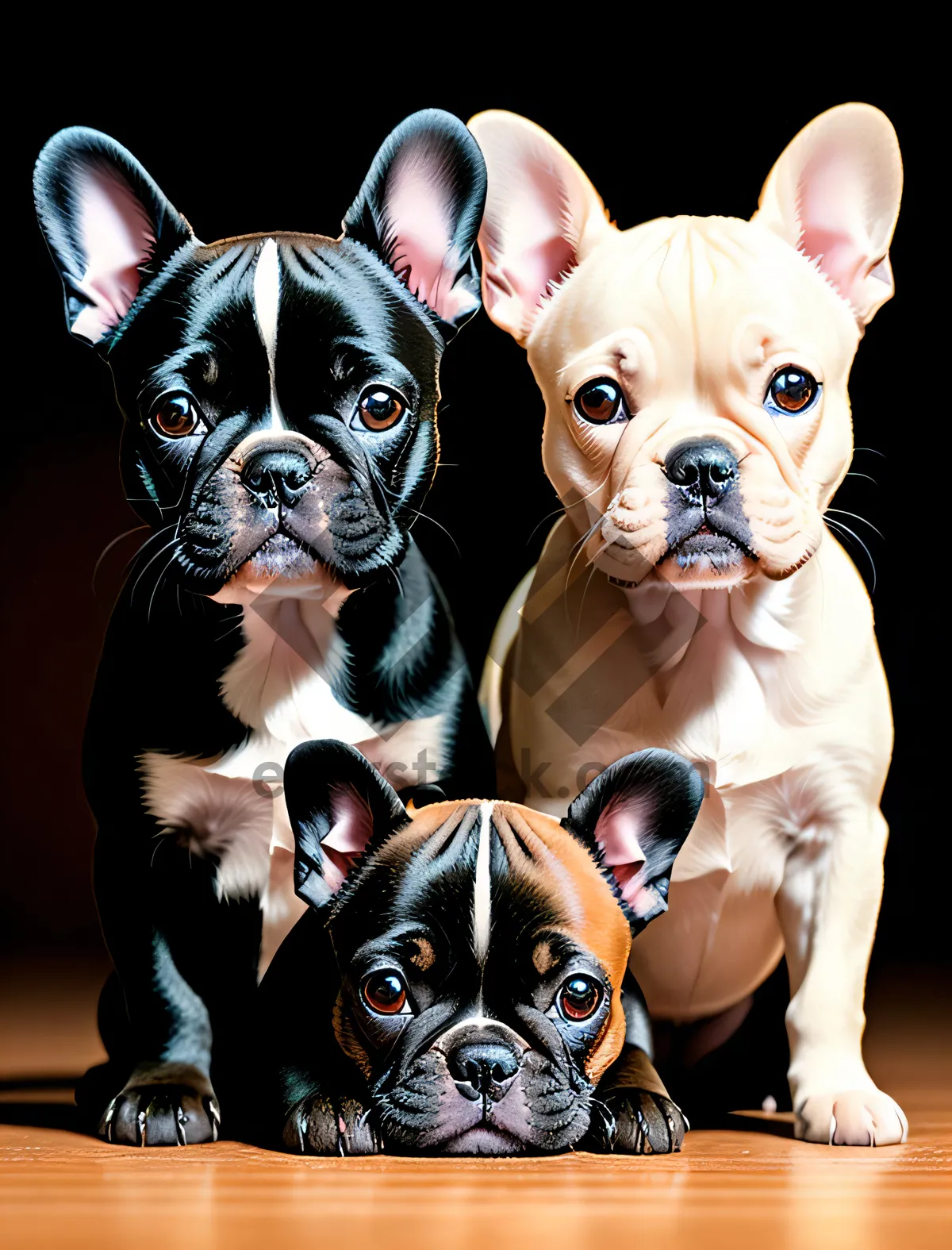 Picture of Purebred Bulldog Puppy with Wrinkles - Adorable Studio Portrait
