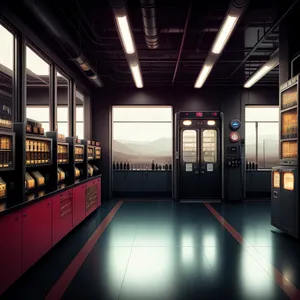 Modern Urban Office Hallway with Station Lockers