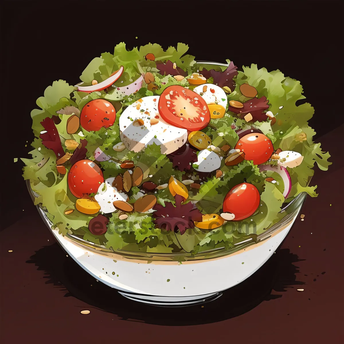 Picture of Gourmet salad with fresh vegetables and juicy berries