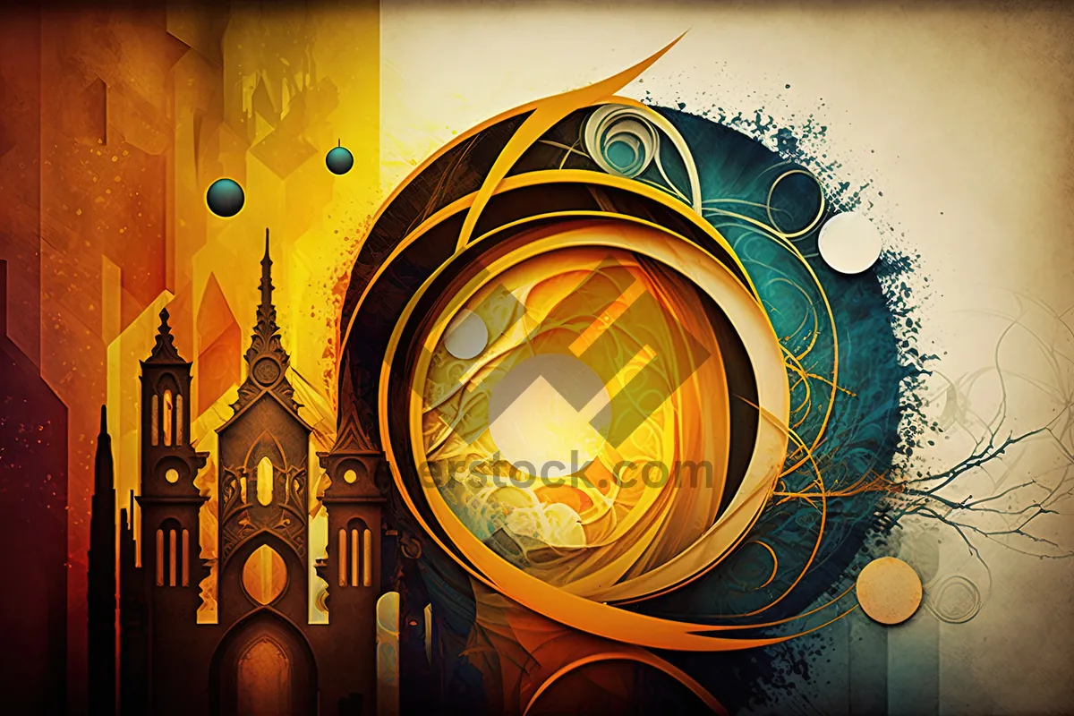 Picture of Modern geometric fractal with vibrant colors and shapes