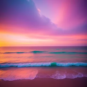 Serenity at Sunset: Coastal Seascape with Orange Sky
