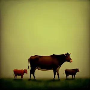 Rural Meadow Horse Grazing in Countryside