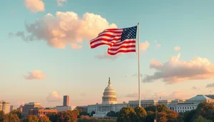 National flag flying high against blue sky