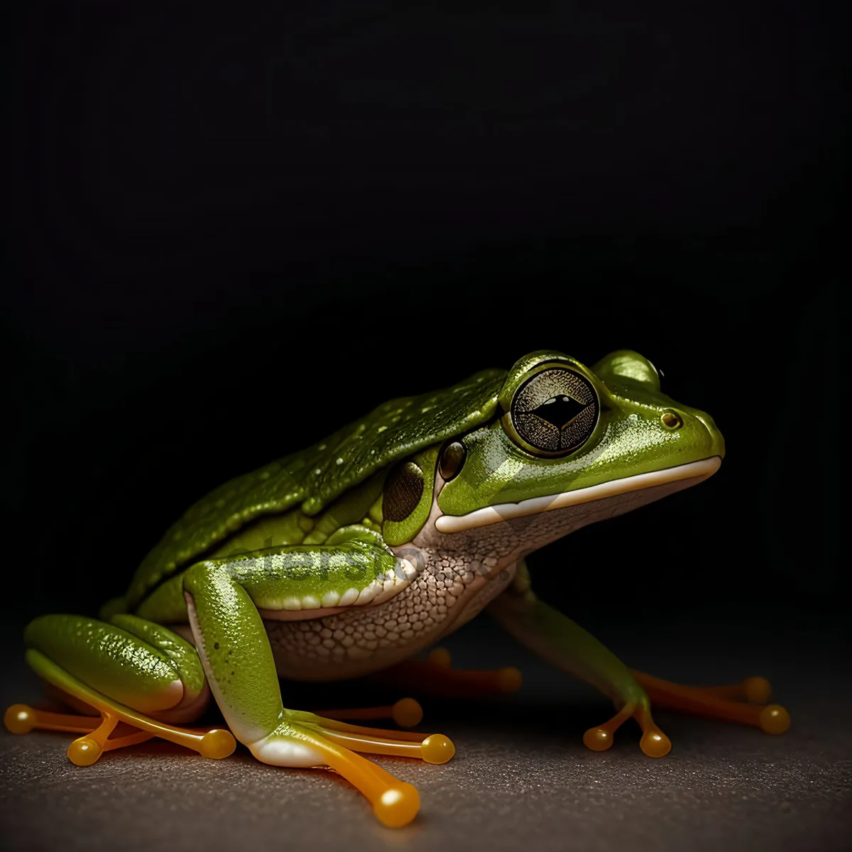 Picture of Vibrant-eyed Tree Frog Peeking from Leaf