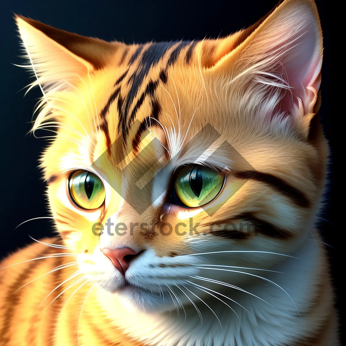 Picture of Furry Fluffy Tiger Kitty with Beautiful Eyes