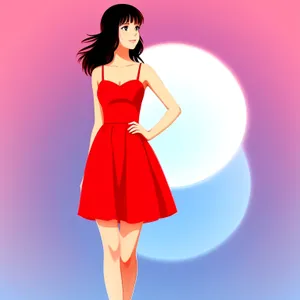 Happy Shopper in Fashionable Dress - A Vibrant and Alluring Lady Cartoons Fashion Model