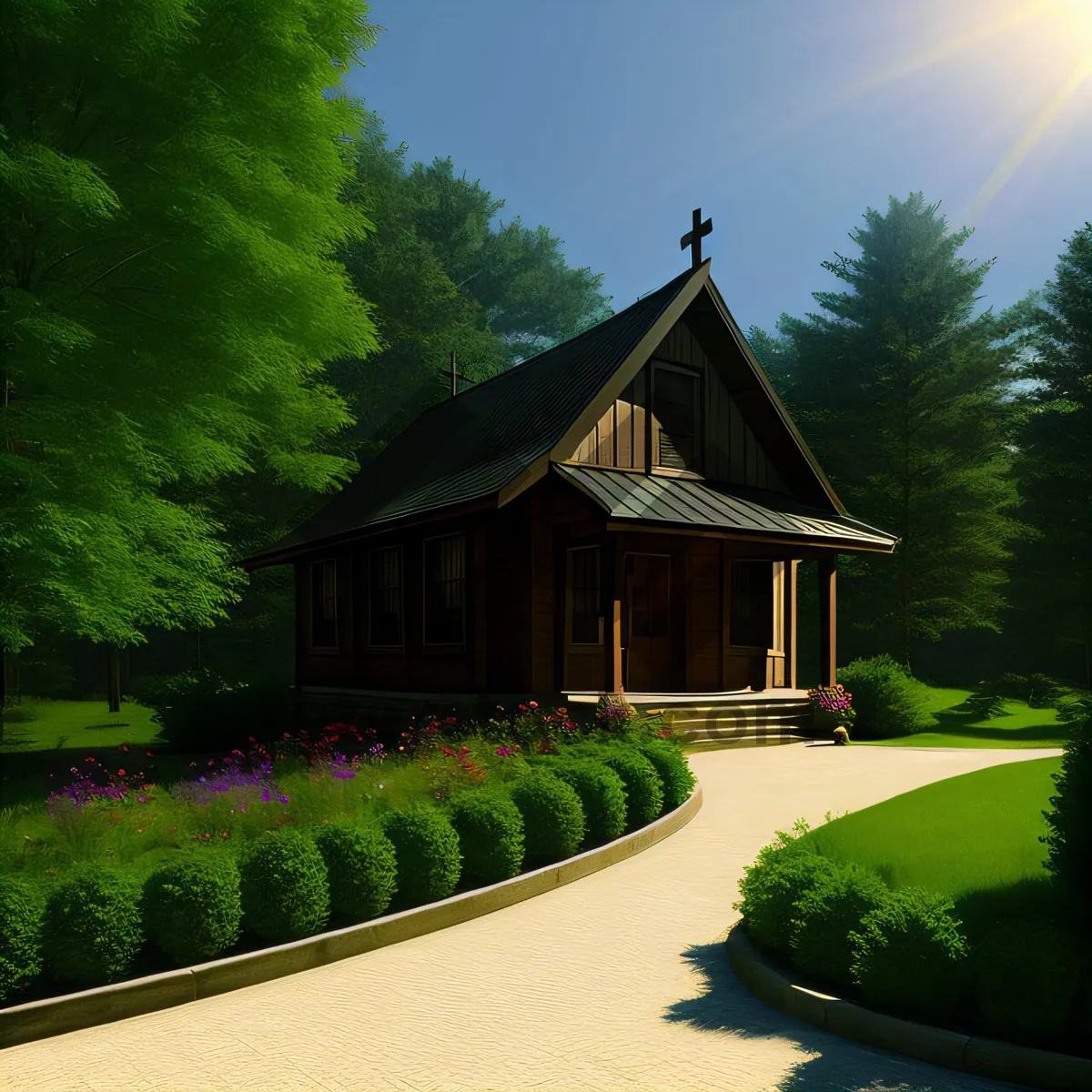 Picture of Charming Brick Bungalow Nestled in Serene Garden