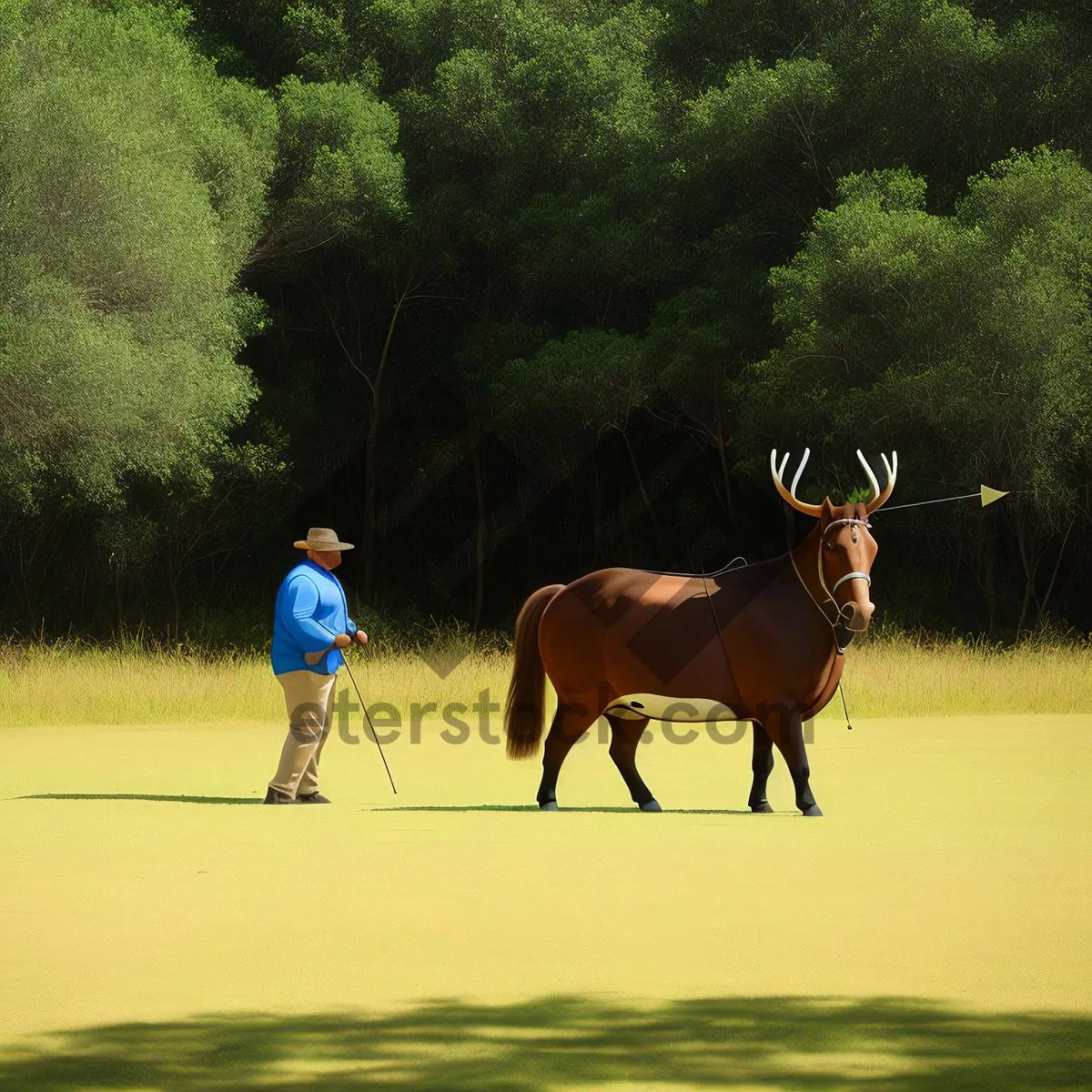 Picture of Rustic Ranch Horses Grazing in Pasture