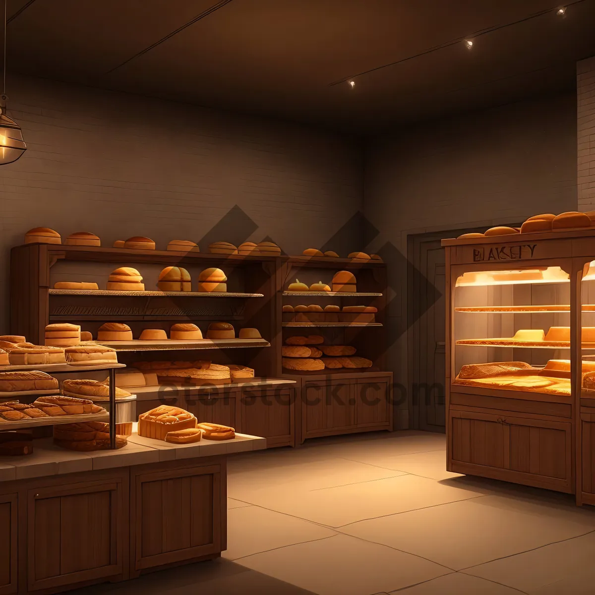 Picture of Luxurious Bakery Interior with Modern Furnishings.