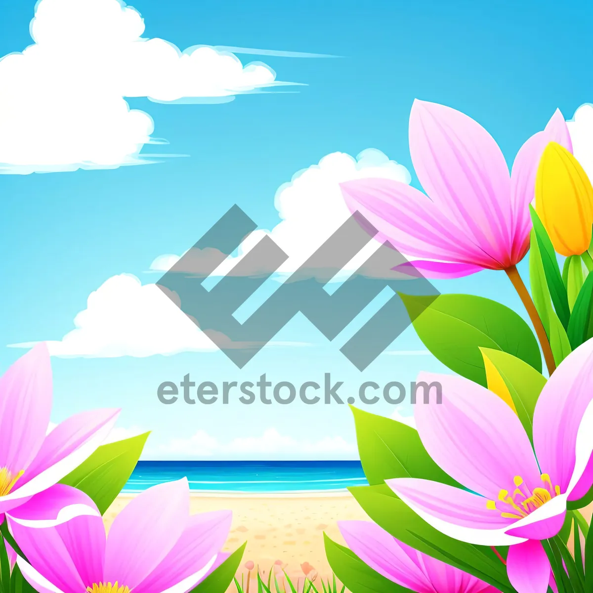 Picture of Vibrant Lotus Blossom Design - Pink Graphic Pattern