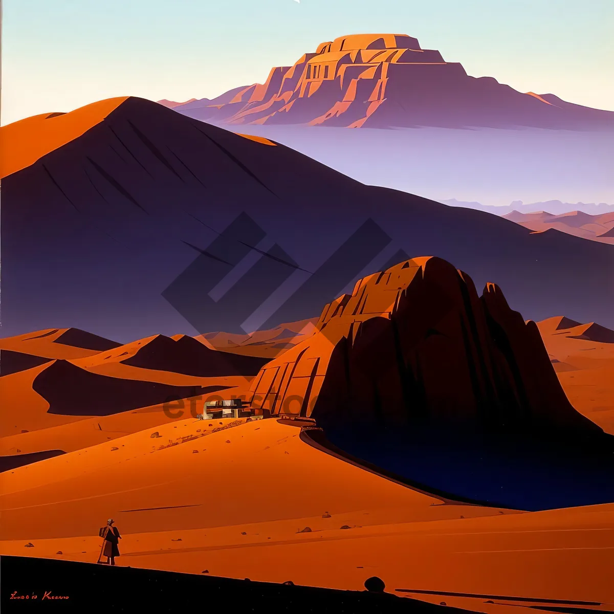 Picture of Sunset Mountain Camping Amidst Desert Dunes