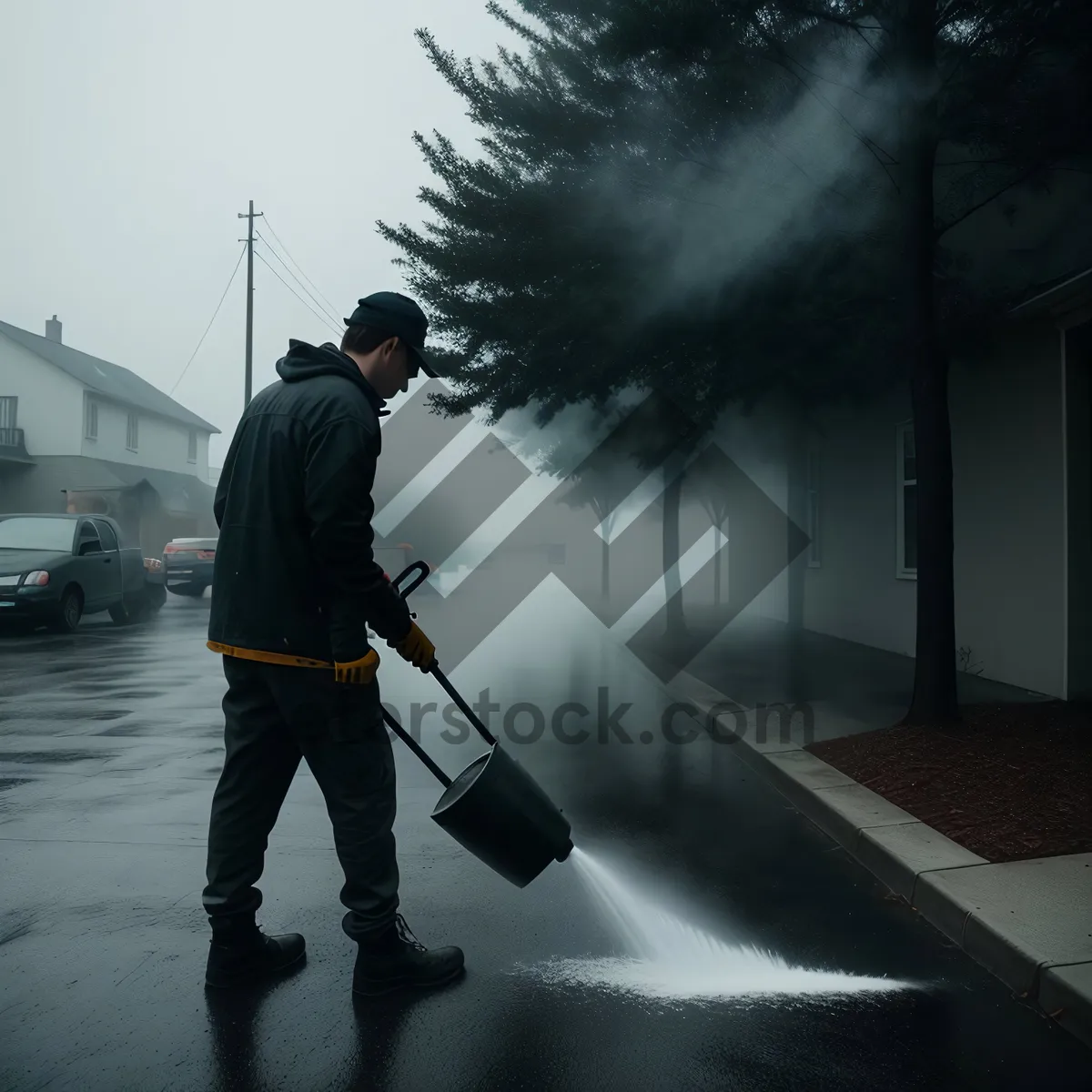 Picture of Winter Cleaning: Man Using Snow Shovel