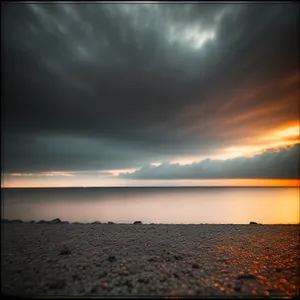 Golden Sunset Reflection on Tropical Beach