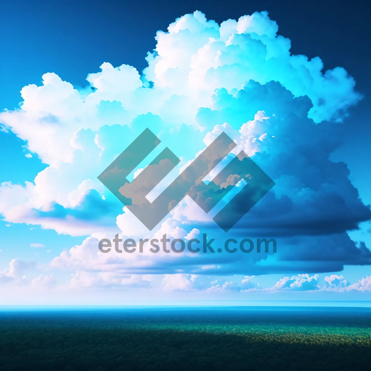 Picture of Vibrant Sky Over Ocean - Summer Weather