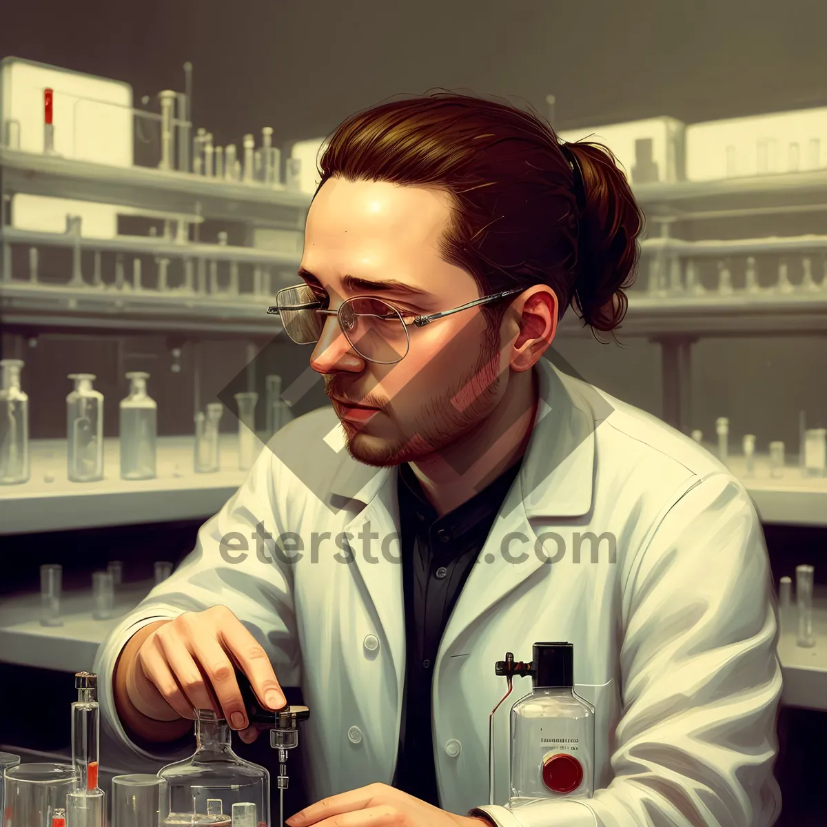 Picture of Professional Male Doctor in Lab Coat Smiling