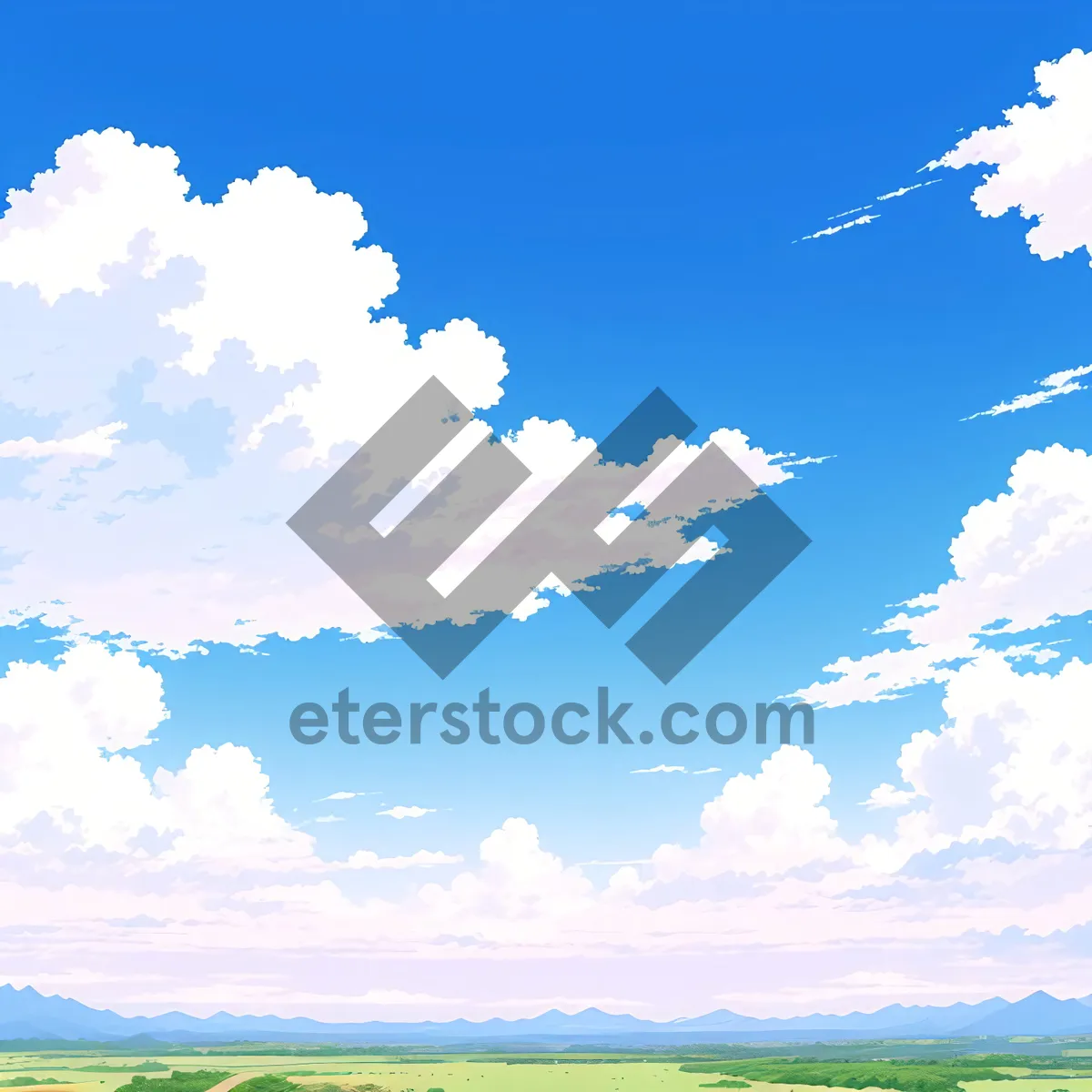 Picture of Vibrant Summer Sky with Fluffy Clouds