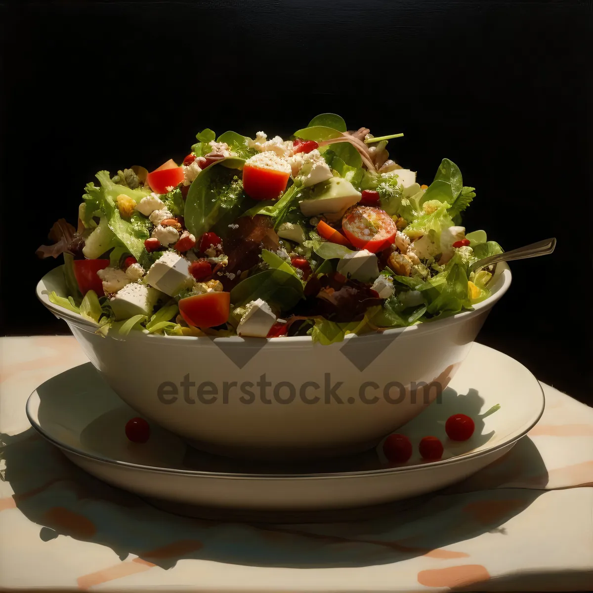 Picture of Healthy Vegetarian Salad with Fresh Fruit and Vegetables
