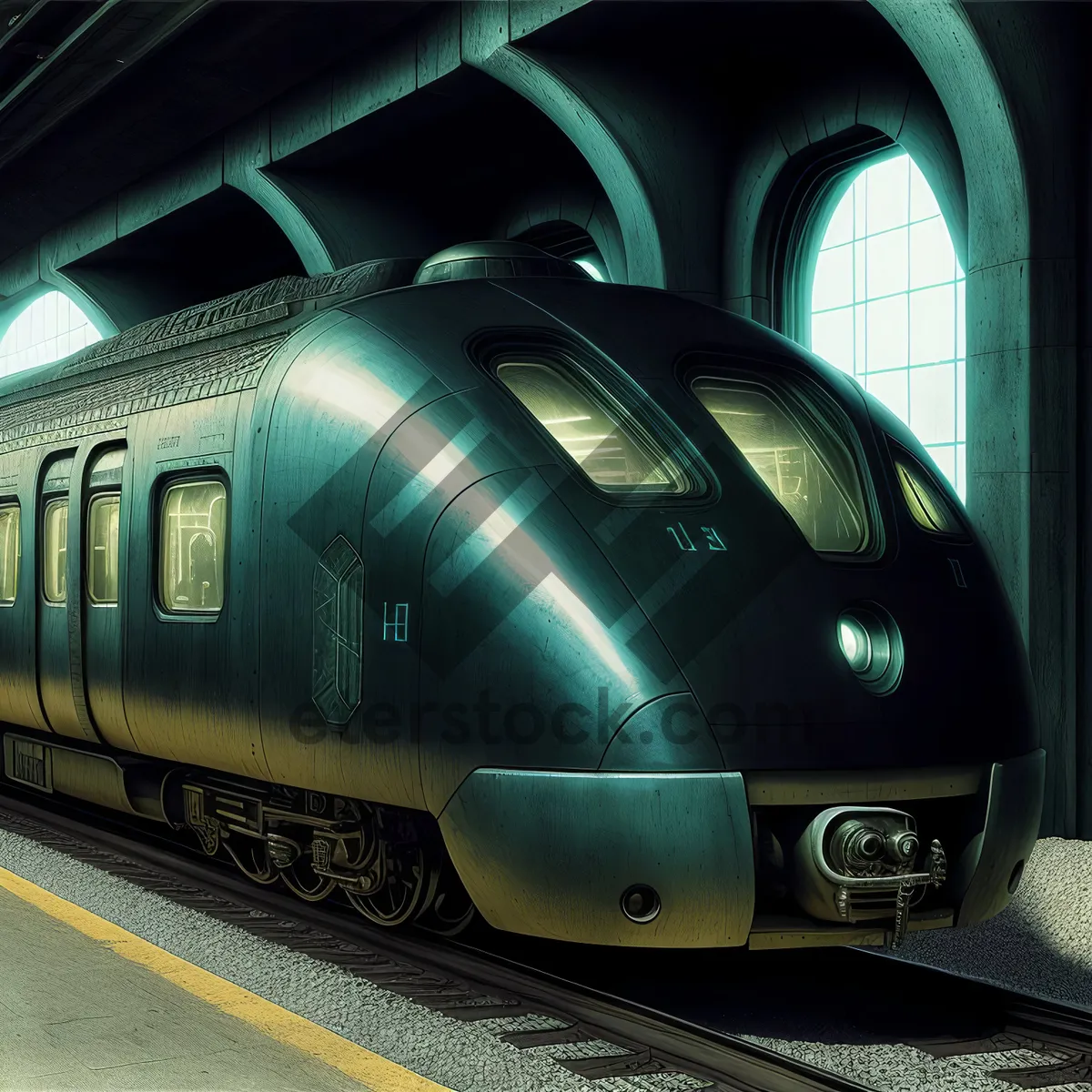 Picture of Rapid Transit: Speeding Through City on Subway Train