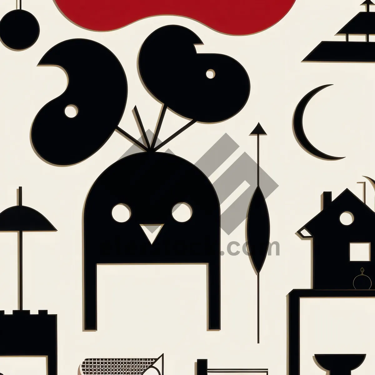 Picture of Black design silhouette cartoon icons collection.