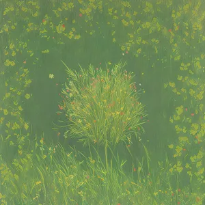 Lush Meadow with Vibrant Herb Growth