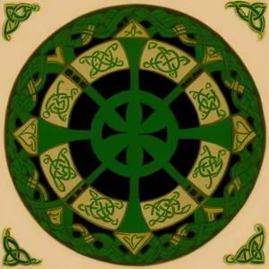 Majolica round ceramic art design symbol.