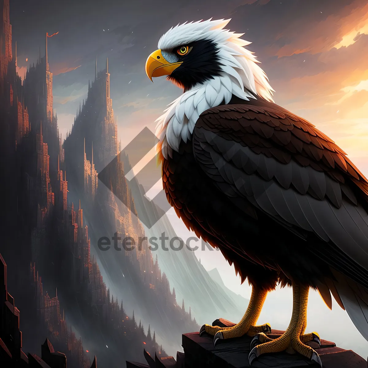 Picture of Majestic Bald Eagle Spreading its Wings