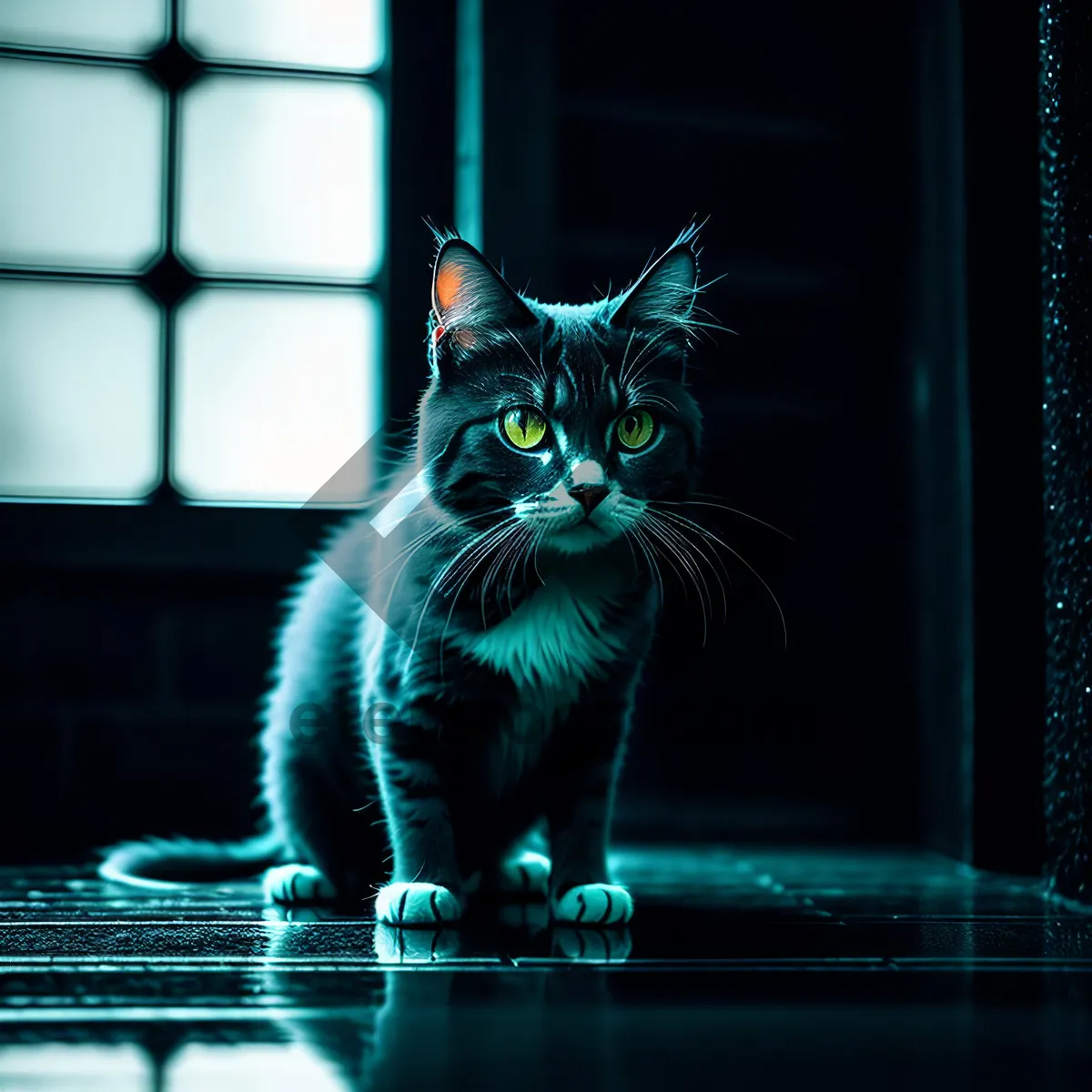 Picture of Adorable kitten with captivating eyes and furry whiskers