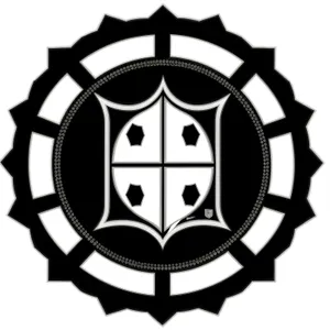 Floral Pirate Emblem: Ornate Black Decorative Design