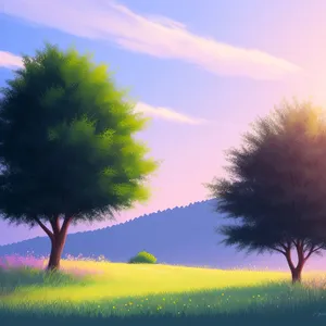 Sun-kissed Meadow with Dandelions in Summer Sunset