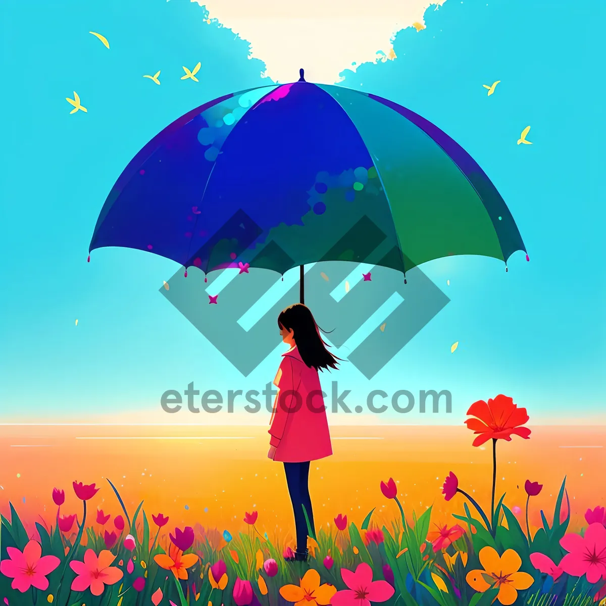Picture of Summer Sky Canopy: Shelter from Rain with Umbrella