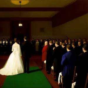 Silhouette of a male business leader giving a speech