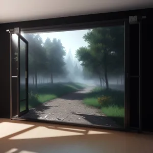 Modern Sliding Door in Empty Interior Space